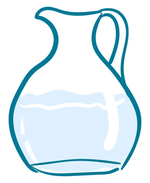 Clipart of a glass jug with an exclamation mark is filled with w — Stock Vector