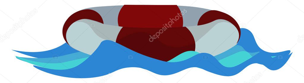 Painting of a lifebelt that stays afloat in the sea vector or co