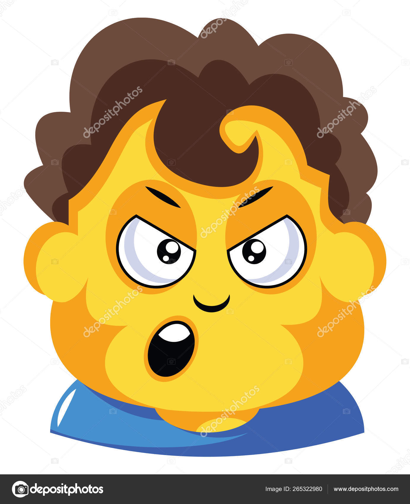 Student With Curly Brown Hair Is Cranky Illustration Vector On W
