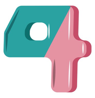 Beyaz backgroun üzerinde pembe ve mavi sayı dört çizim vektör