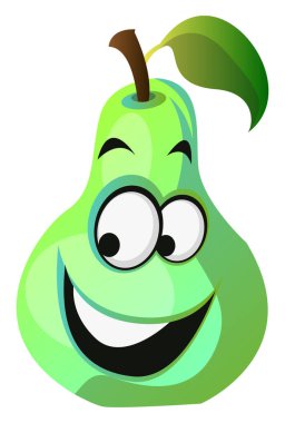 Beyaz zemin üzerinde Mutlu armut çizgi film yüz çizim vektörü