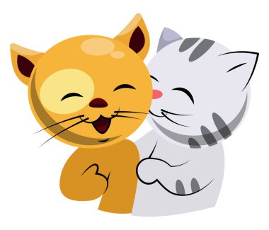 Sarı ve beyaz kedi beyaz sırtında aşık illüstrasyon vektörü