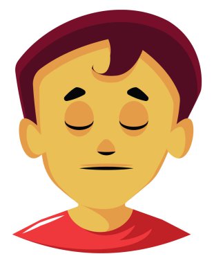 Beyaz sırt üzerinde kırmızı saç illüstrasyon vektör ile Sakin lookong adam