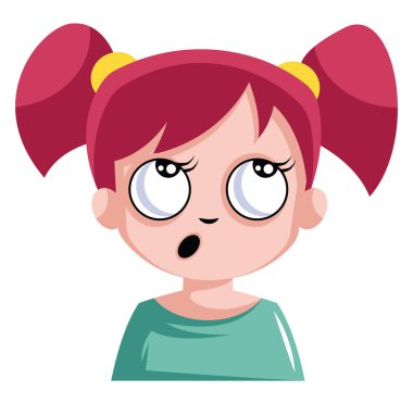 Pigtails ile Kız whit üzerinde çok unutkan illüstrasyon vektör