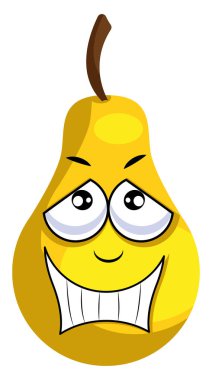 Beyaz arkaplanda sarı elma gülümseyen illüstrasyon vektörü