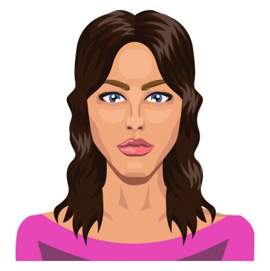 Mavi gözlü ve uzun saçlı illüstrasyon vektör o yakışıklı kız