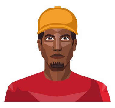 Beyaz backg üzerinde sarı şapka ve sakal illüstrasyon vektör ile Guy