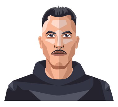 Beyaz bıyıklı ve kısa saç illüstrasyon vektörü ile Boy 