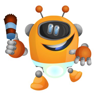 Beyaz arkaplanda temizlik robotu illüstrasyon vektörü