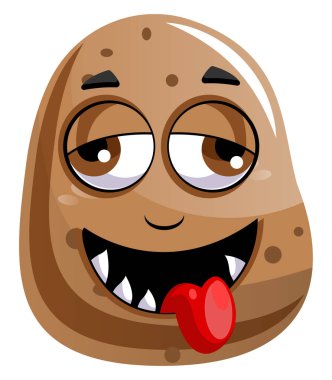 Patates beyaz üzerinde illüstrasyon vektör dışarı kırmızı dil yapıştırma 