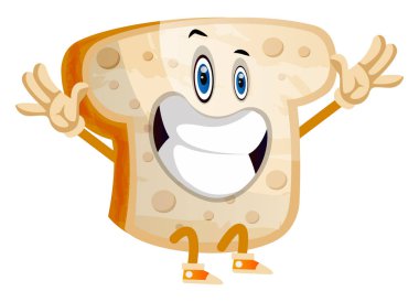 Beyaz arkaplanda Mutlu Ekmek illüstrasyon vektörü