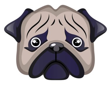 Beyaz arka plan üzerinde Sad Pug illüstrasyon vektörü
