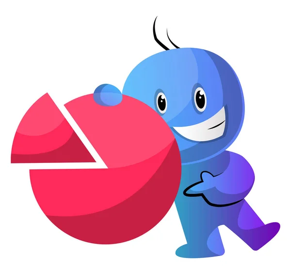 Caráter de desenho animado azul com um vetor de ilustração de signo estatístico — Vetor de Stock