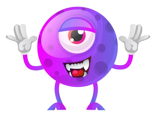 Purple monster posing for a photo illustration vector on white b — Stock Vector