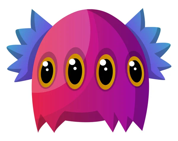 Lila Monster mit vier Augen Illustrationsvektor auf weißem Rücken — Stockvektor