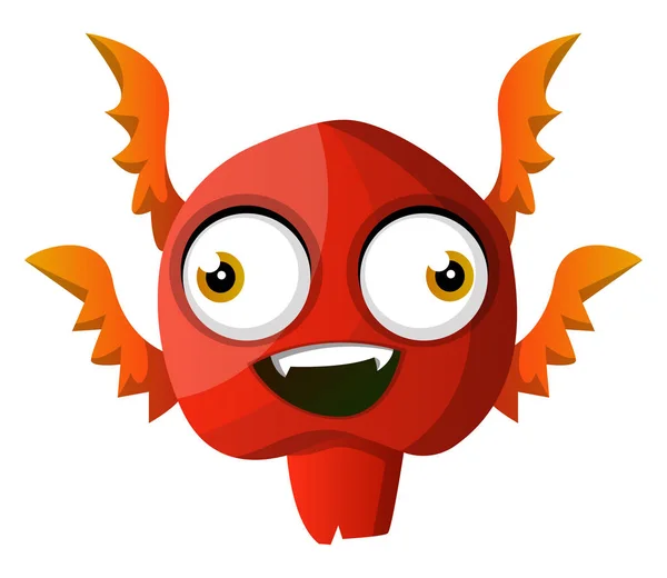 Rot lächelnde Monster Illustration Vektor auf weißem Hintergrund — Stockvektor