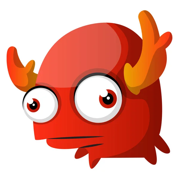 Verwirrtes rotes Monster mit Hörnern Illustrationsvektor auf weißem Bac — Stockvektor