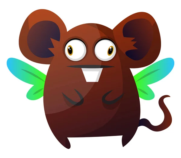 Brown rat monster with wings illustration vector on white backgr — Stock Vector