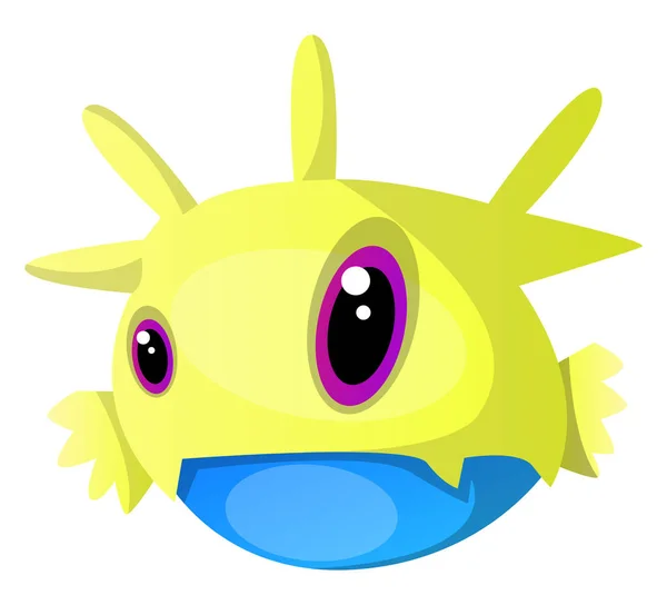 Yellow monster with different size eyes illustration vector on w — Stock Vector