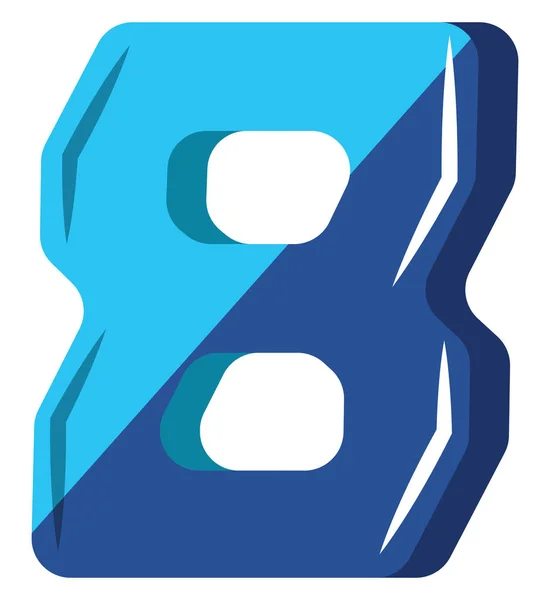 青い数字8のイラストベクトル白い背景 — ストックベクタ