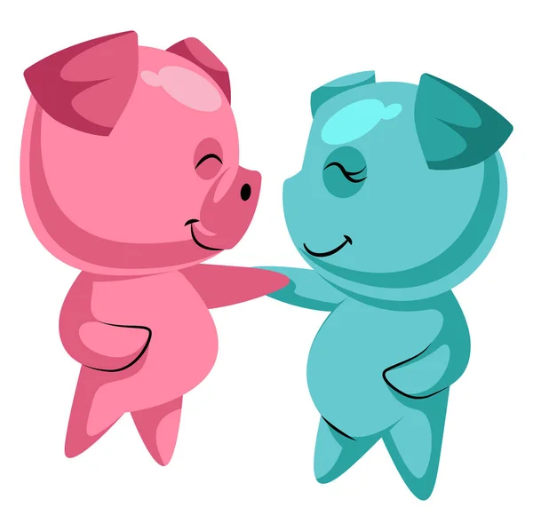 Couple of cute pigs in love illustration vector on white backgro — Stock Vector