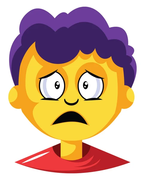 紫色头发的小男孩在w上是沮丧的插图矢量 — 图库矢量图片