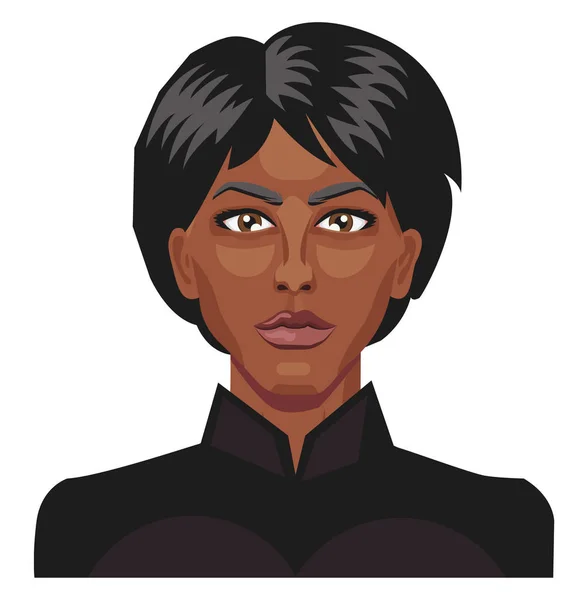 African girl with a short black hair illustration vector on whit — Stock Vector