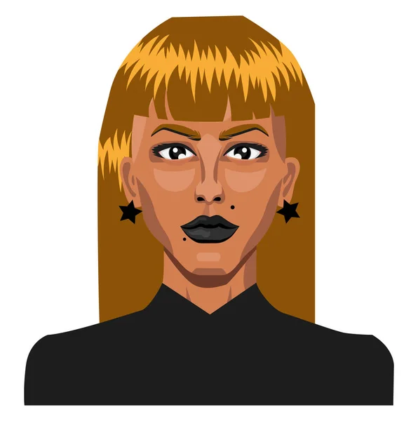 Chica rubia con pendientes vector ilustración en backgro blanco — Archivo Imágenes Vectoriales