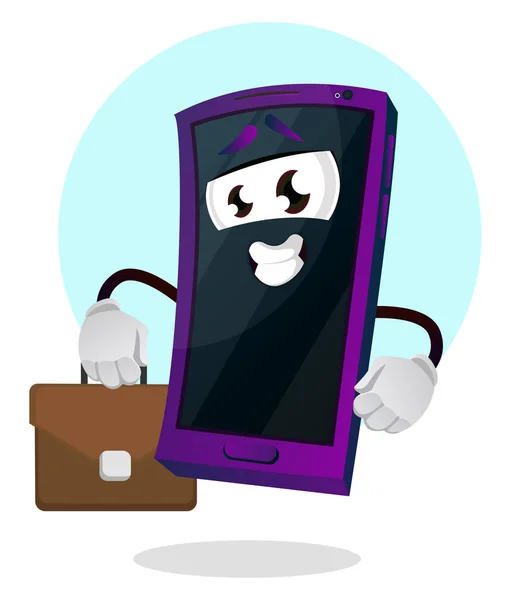 Mobile emoji hombre de negocios vector de ilustración sobre fondo blanco — Vector de stock