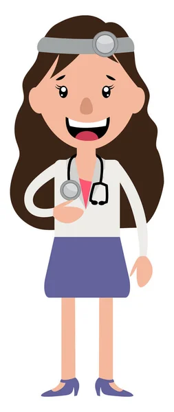 A woman doctor with stethoscope laughing illustration vector on — Stock Vector