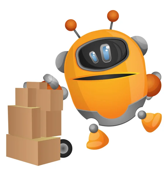 Robot dragen pakketten illustratie vector op witte achtergrond — Stockvector