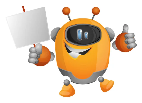 Cartoon robot holding de kartonnen illustratie vector op wit — Stockvector