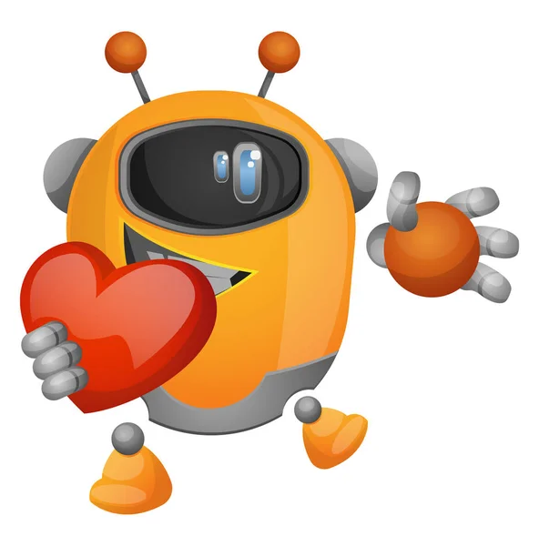 Cartoon robot Holding een hart illustratie vector op witte ACHTERG — Stockvector