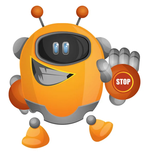 Cartoon robot met een stop teken op de hand illustratie vector op WH — Stockvector