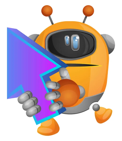 Cartoon robot Holding pijl omhoog illustratie vector op wit terug — Stockvector