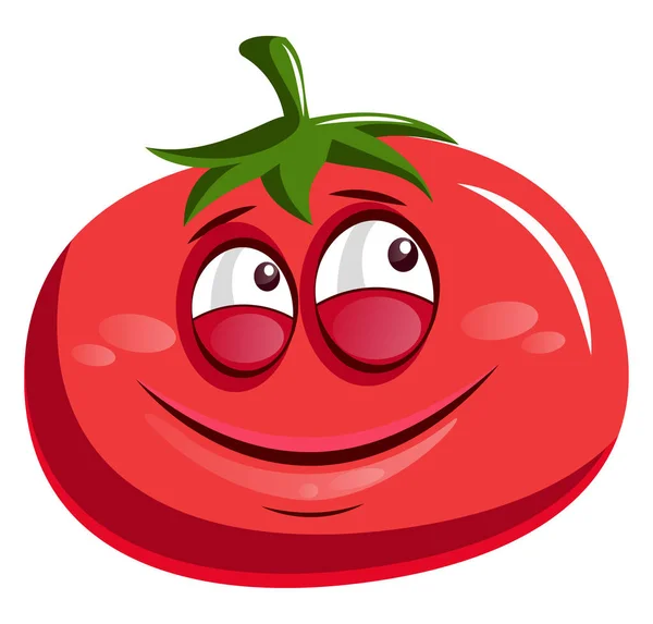 かわいいトマトの笑顔イラストベクトル上の白い背景 — ストックベクタ