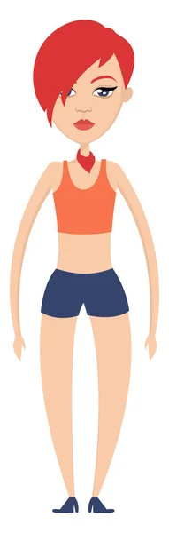 Meisje in shorts illustratie vector op witte achtergrond — Stockvector