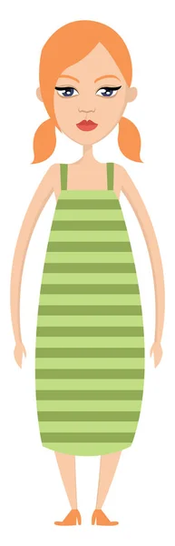 Chica en vestido verde vector ilustración sobre fondo blanco — Archivo Imágenes Vectoriales