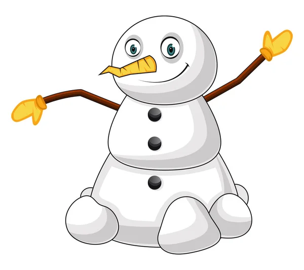 Ευτυχισμένος χιονάνθρωπος εικόνα διάνυσμα σε λευκό φόντο — Διανυσματικό Αρχείο