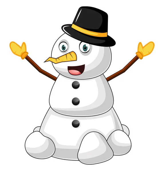 Bonhomme de neige avec chapeau vecteur illustration sur fond blanc — Image vectorielle