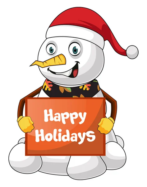 Happy snowman illustration vector on white background — Stock Vector