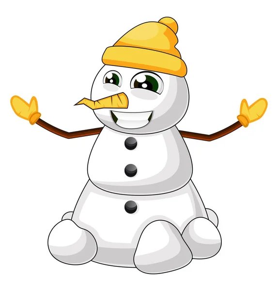 Bonito boneco de neve vetor de ilustração no fundo branco — Vetor de Stock