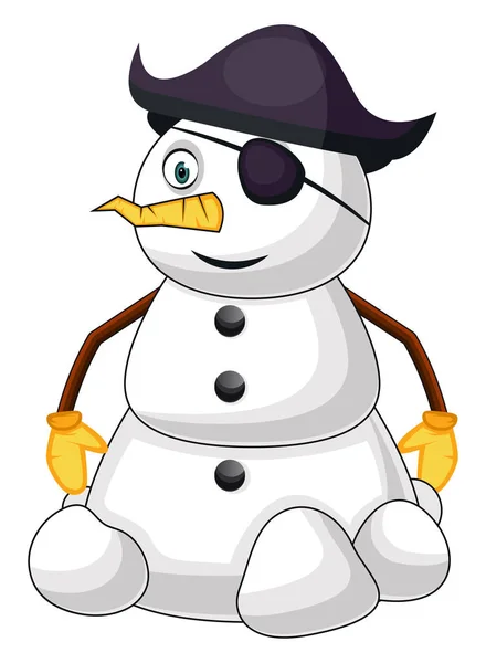 Pirata boneco de neve vetor de ilustração no fundo branco — Vetor de Stock