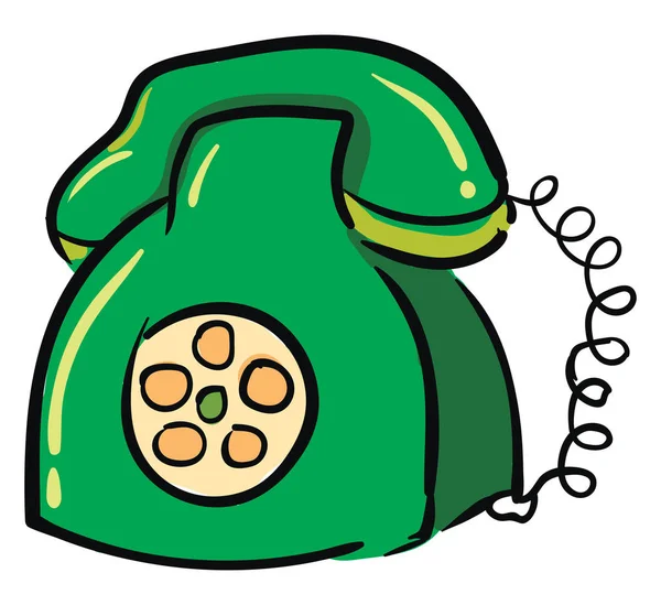 Vector de ilustración de teléfono de línea rotatoria verde sobre fondo blanco — Vector de stock