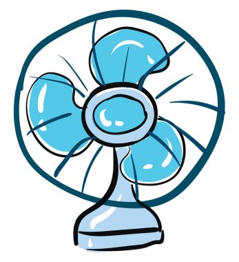 Masa fanı el çizimi tasarım, illüstrasyon, beyaz sırt üzerinde vektör