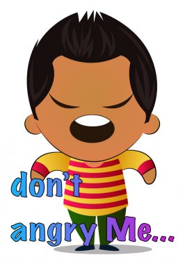 Çocuk kızgın hissediyor, illüstrasyon, beyaz arka plan üzerinde vektör.