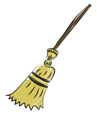 Süpürge el çizilmiş tasarım, illüstrasyon, beyaz backgroun vektör