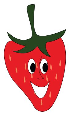 Çilek yüz karakteri el çizilmiş tasarım, illüstrasyon ile, 
