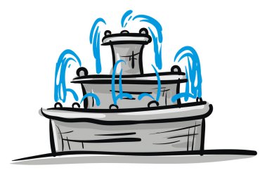 Çeşme el çizilmiş tasarım, illüstrasyon, beyaz backgr vektör