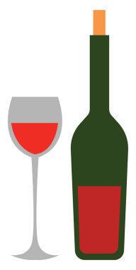 Wine glass and bottle hand drawn design, illustration, vector on